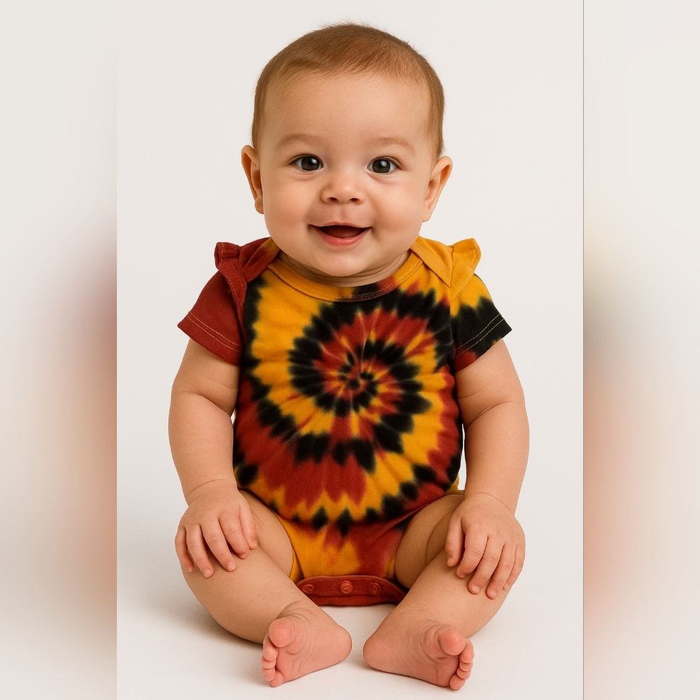 Gryffindor Inspired Spiral Tie Dye 3-6 Months Onesie